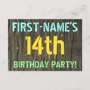 Invitación Madera falsa, aspecto de texto pintado, cumpleaños