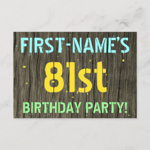 Invitación Madera falsa, aspecto de texto pintado, cumpleaños