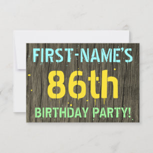 Invitación Madera falsa, aspecto de texto pintado, cumpleaños
