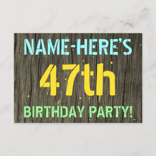 Invitación Madera falsa, aspecto de texto pintado, cumpleaños