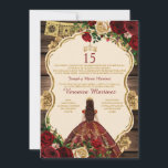 Invitación Madera floral de princesa borgoña española 15 años<br><div class="desc">La EDITABLE Princesa Borgoña Floral Madera 15 Años Invitación Elegante Rojo Floral Rústica De Madera Miserable Invitación Quinceañera 15 Anos,  Mariposa 16 Cumpleaños.</div>