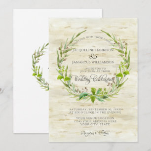 Invitación Madera Forestal Madera Bosque BOHO Birch Barch Wre