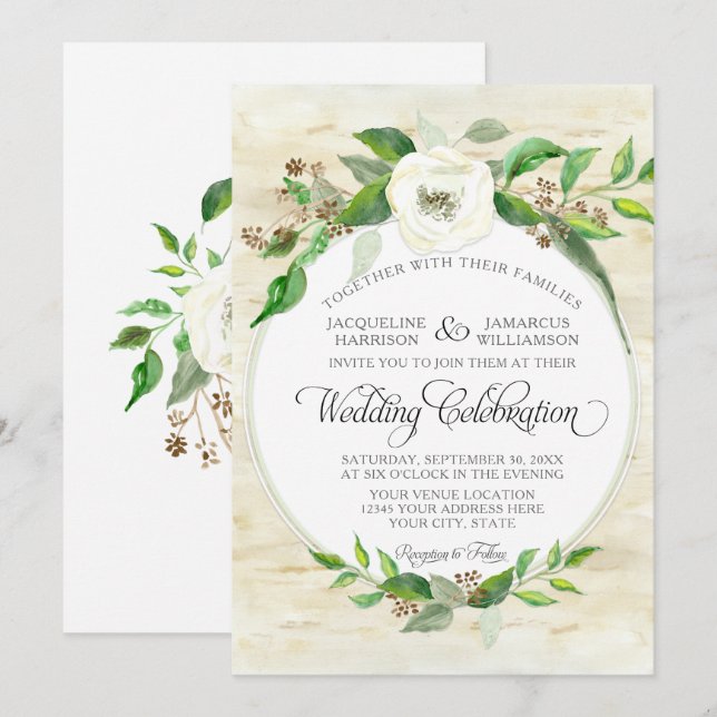 Invitación Madera Forestal Woodland BOHO Caída Agua de verano (Anverso / Reverso)