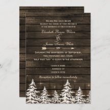 Madera granada Rustic Pine Tree Winter Wedding