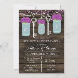 Invitación Madera granero albañil llaves de la casa rústica