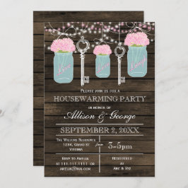 Invitación Madera granero albañil llaves de la casa rústica