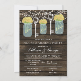 Invitación Madera granero albañil llaves de la casa rústica