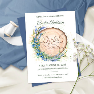 Invitación Madera Grano Blueberry Lavender Bridal Shower