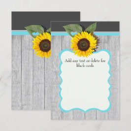 Invitación Madera gris de girasol azul verde azulado Boda rus