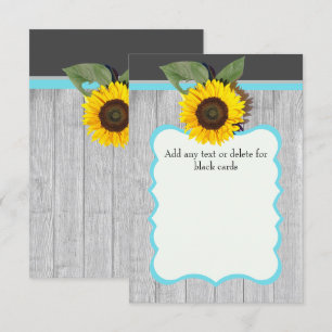 Invitación Madera gris de girasol azul verde azulado Boda rus