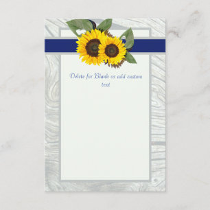 Invitación Madera gris Girasol azul Bodas rústicas Manta