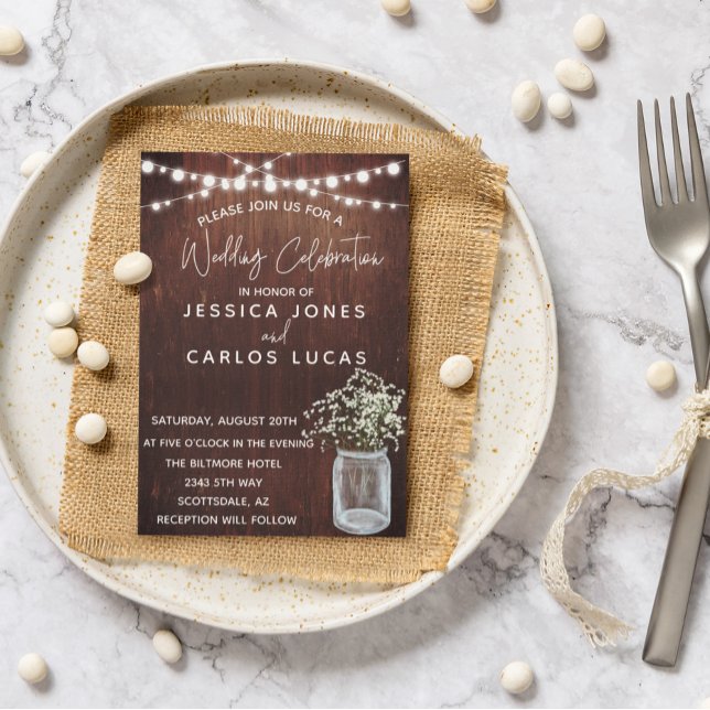 Invitación Madera Gypsophila Respiración del bebé Mason Jar L (Subido por el creador)