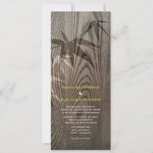 Invitación Madera marrón grano de bambú hojas rústica boda as