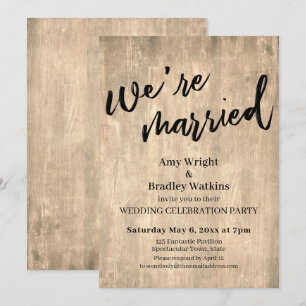 Invitación Madera Marrón Rústica Estamos Casados Recepción de