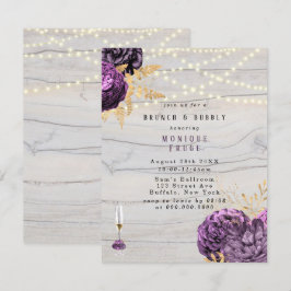 Invitación Madera Morada Floral Luce Brunéi & Bubbly