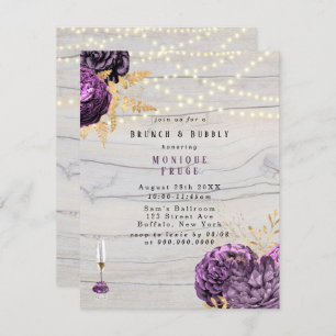 Invitación Madera Morada Floral Luce Brunéi & Bubbly