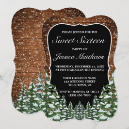 Invitación Madera nevada negra y dulce de pino forestal 16