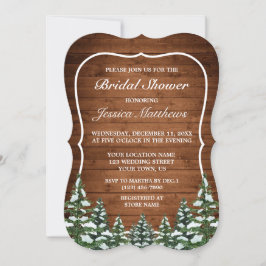 Invitación Madera nevada y ducha de novias en el campo de los