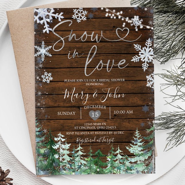 Invitación Madera Nieve de Invierno en Amor Ducha de Novia Co (Subido por el creador)