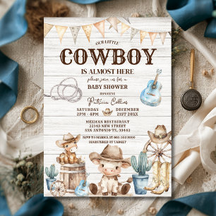 Invitación Madera Nuestro Pequeño Vaquero Salvaje Oeste Niño