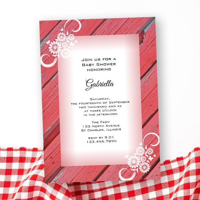 Invitación Madera roja con Baby Shower de flores (Subido por el creador)