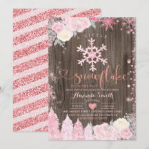 Madera Rosa Un Pequeño Snowflake Floral Baby Showe