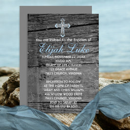 Invitación Madera Rusa con Bautismo Vintage