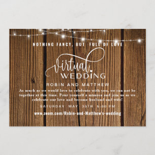 Invitación Madera Rusa con Luces, Boda virtual en línea