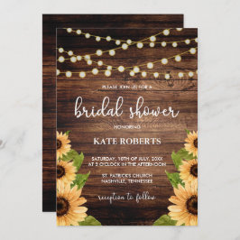 Invitación Madera Rusa y Ducha Bridal de Girasol