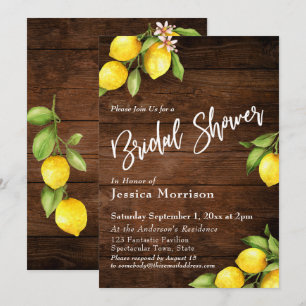 Invitación Madera Rusa y Lemones Bridal Shower Typography