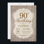 Invitación Madera Rustic 90 Birthday Invitation<br><div class="desc">Rústico 90 Invitación de cumpleaños Fondo de Madera. Fiesta de cumpleaños para adultos. Invitación de Bash de cumpleaños. 13.º 16.18.20.21.30.40.50.60.70.80.90.100,  Cualquier edad. Para una mayor personalización,  haga clic en el botón "Personalizar" y utilice nuestra herramienta de diseño para modificar esta plantilla.</div>