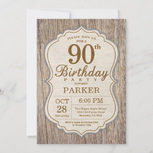 Invitación Madera Rustic 90 Birthday Invitation