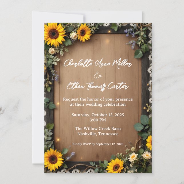 Invitación Madera Rústica (Anverso)