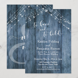 Invitación Madera Rústica Azul y Luces Para Tener y Para Afer