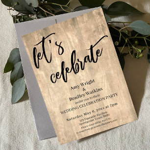 Invitación Madera rústica celebremos la recepción de bodas