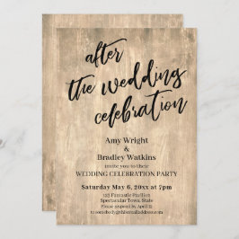 Invitación Madera rústica después del Fiesta de la celebració