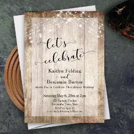 Invitación Madera Rústica e Iluminación Celebremos Recepción