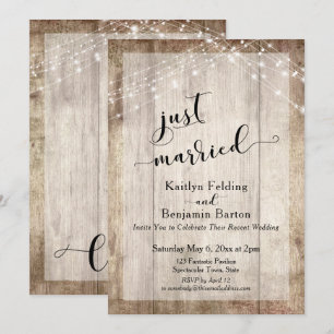 Invitación Madera Rústica e Iluminación, Recién Casados, Solo