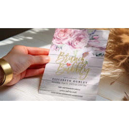 Invitación Madera Rústica Floral De Madera Rústica De Brunch 