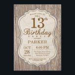 Invitación Madera rústica invitada por el 13° cumpleaños<br><div class="desc">Historia rústica de madera de 13 cumpleaños.Fiesta de cumpleaños para adultos. Invitación a la fiesta de cumpleaños. 13.16.18.20.30.40.50.60.70.80.90.100,  Cualquier edad.
Para más personalización,  haga clic en el botón "Personalizar" y utilice nuestra herramienta de diseño para modificar esta plantilla.</div>