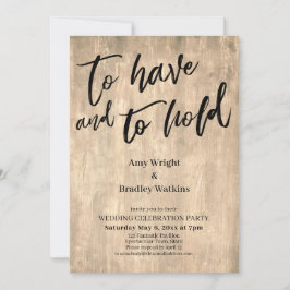 Invitación Madera Rústica Letra a Mano Para Tener y Para Mant