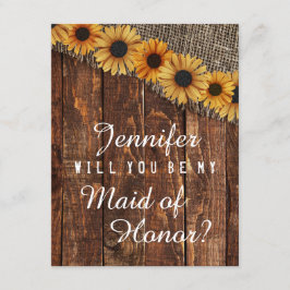 Invitación Madera rústica y Burlap te convertirá en mi emplea