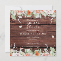 Madera rústica y ducha de novias cuadrada floral c