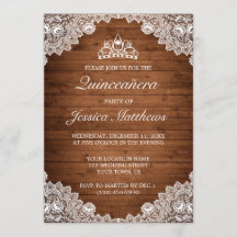 Madera rústica y encaje blanco Tiara Quinceañera