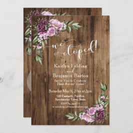Invitación Madera Rústica y Flores Nos Fugamos Solo Recepción