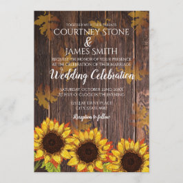 Invitación Madera Rústica y Girasol | Boda otoño