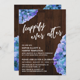 Invitación Madera Rústica y Hortensias Azules por Siempre Fel