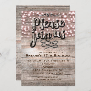 Invitación Madera Rústica y Luces Climáticas Elegantes Invita