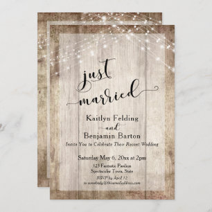 Invitación Madera Rústica y Luces, Solo Casada, Solo Recepció
