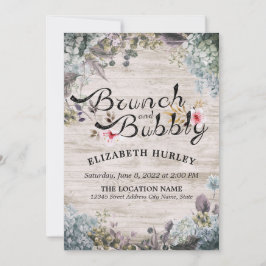 Invitación Madera rústica y vegetal de la ducha de novia de b